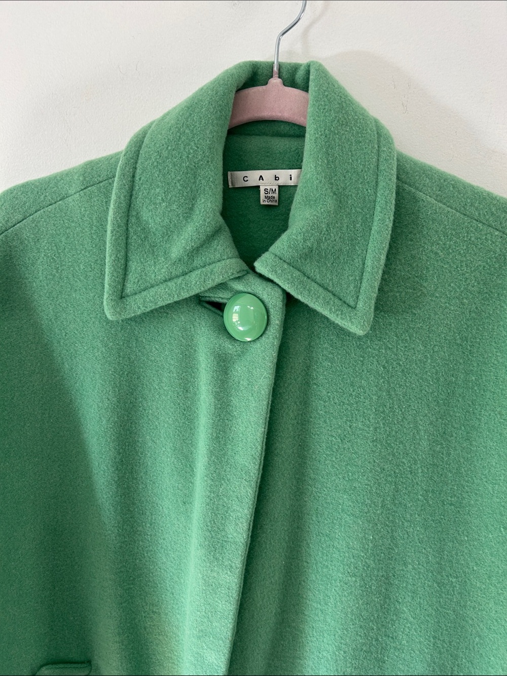 CAbi Wool Blend Cape #168 Green Size S/M 50’s Inspired with Polka Dot Lining - Picture 12 of 15